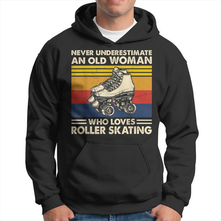 Never Underestimate An Old Woman Loves Roller Skating Hoodie Seseable UK