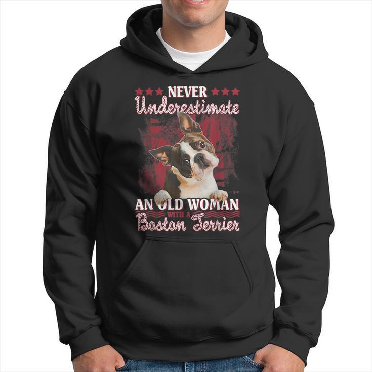 Never Underestimate An Old Woman With A Boston Terrier Hoodie