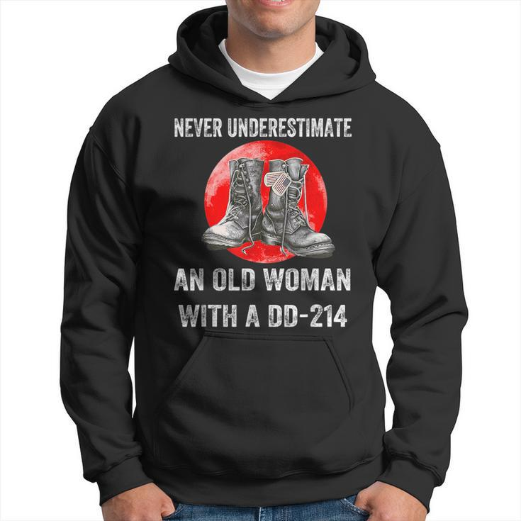 Never Underestimate An Old Woman With A Dd 214 Old Woman Funny Gifts Hoodie