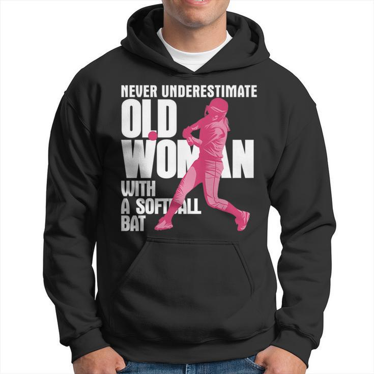 Never Underestimate Old Woman With A Softball Bat Hoodie