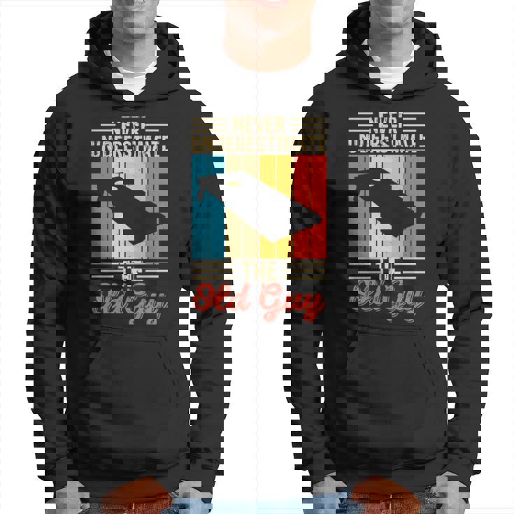 Never Underestimate The Old Guy Funny Cornhole Player Mens Hoodie