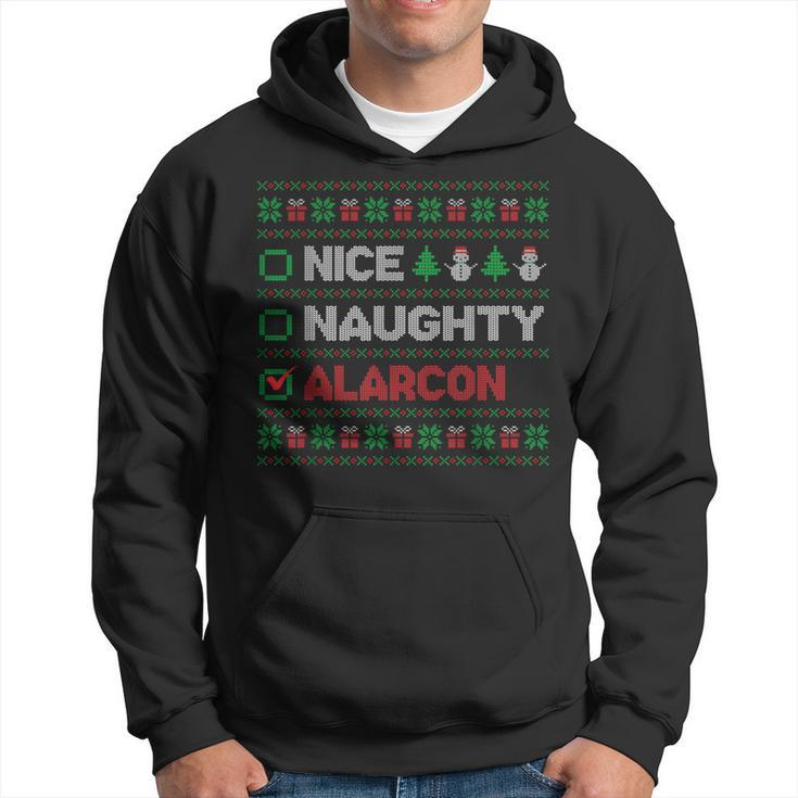 Nice Naughty Alarcon Christmas List Ugly Sweater Hoodie