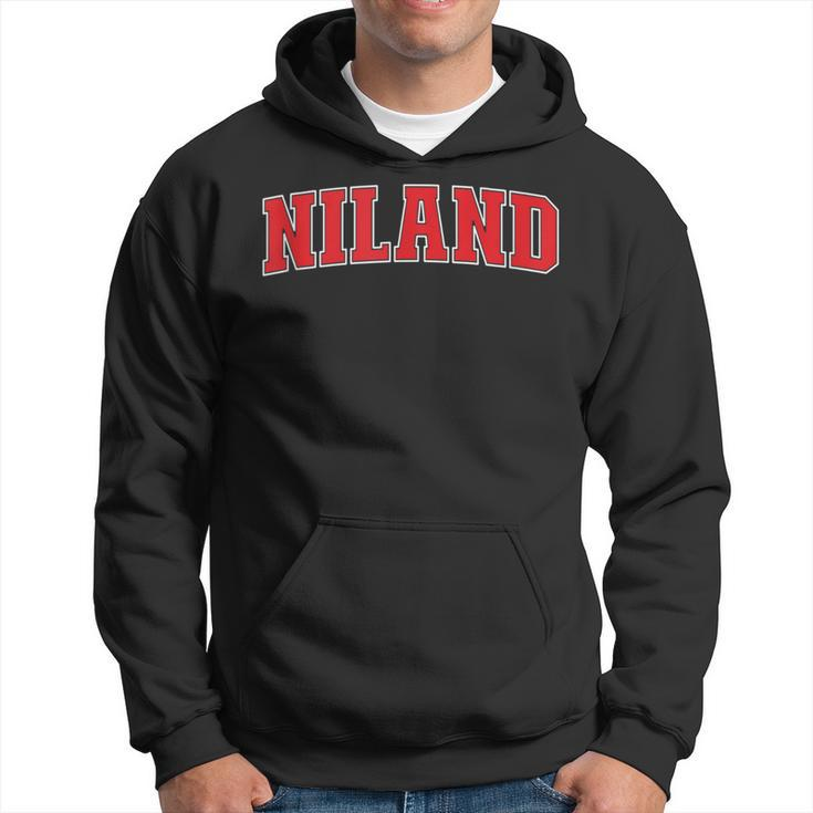 Niland California Souvenir Trip College Style Red Text Hoodie