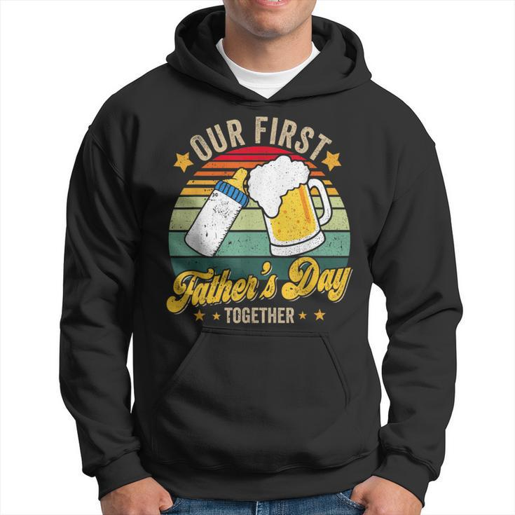 Our First Fathers Day Together Vintage New Dad Matching  Hoodie