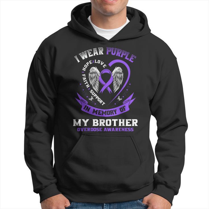 Overdose Awareness In Memory Of Brother Purple Ribbon Hoodie