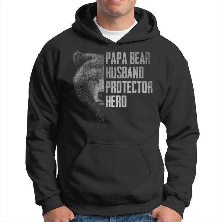 Papa Bear Husband Protector Hero Dad Funny Fathers Day Dad Hoodie
