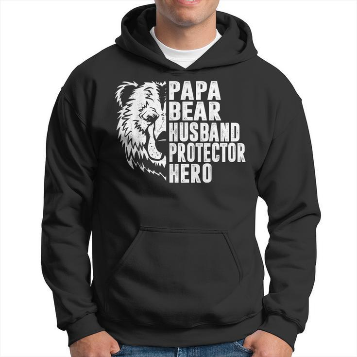 Papa Bear Husband Protector Hero Funny Dad Fathers Day Gift For Mens Hoodie