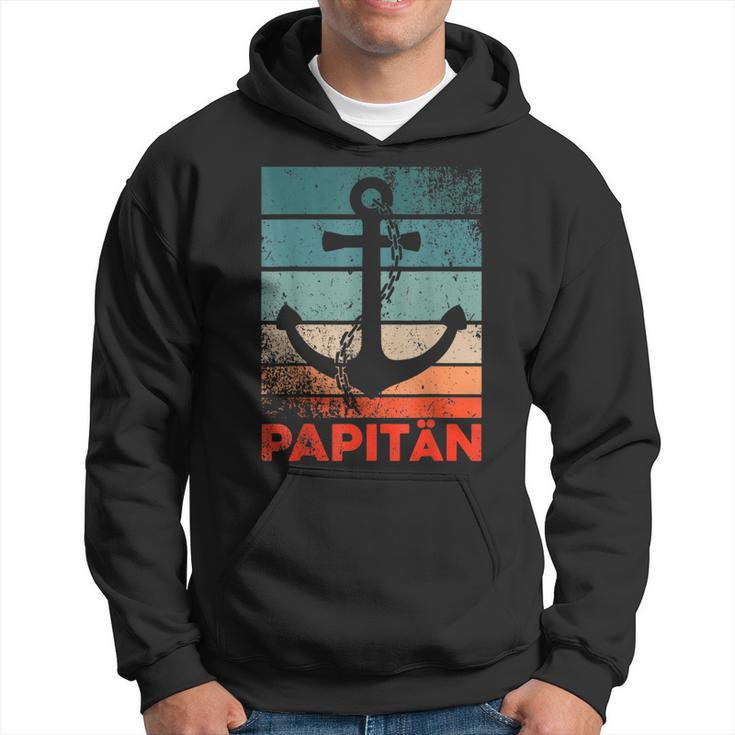 Papitän | Papa And Captain Funny Retro Anchor Fathers Day Hoodie