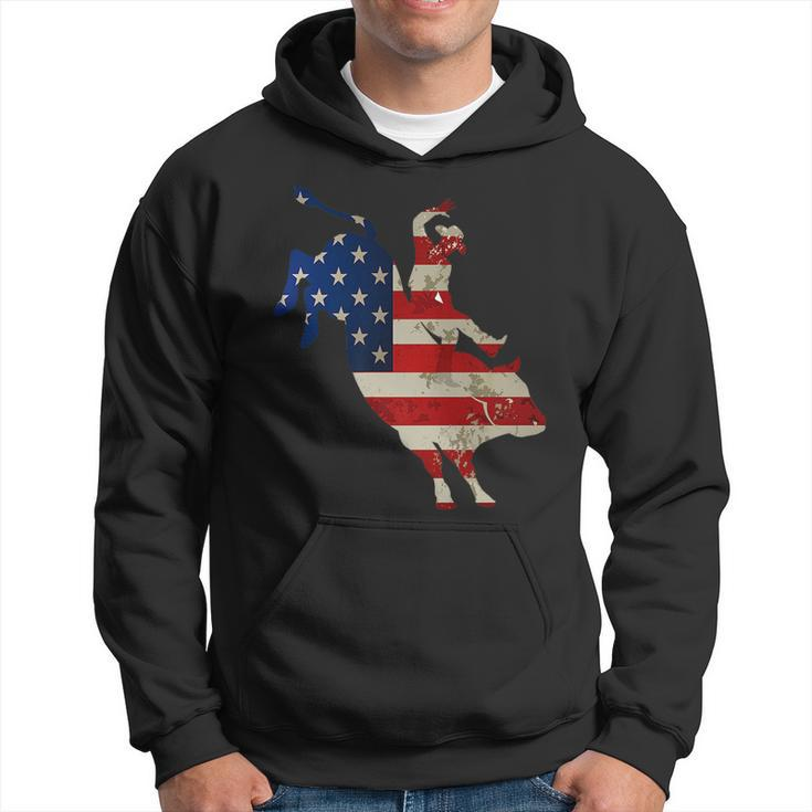 Patriotic American Rodeo Bull Riding Flag Perfect Cowboy   Patriotic Funny Gifts Hoodie