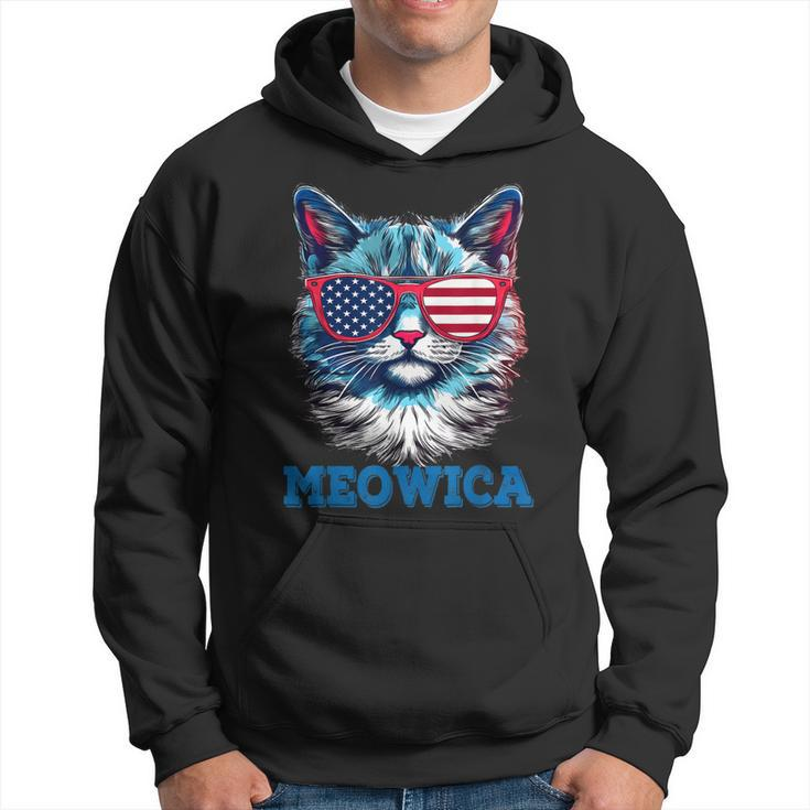 Patriotic Cat Sunglasses American Flag 4Th Of July Meowica  Hoodie