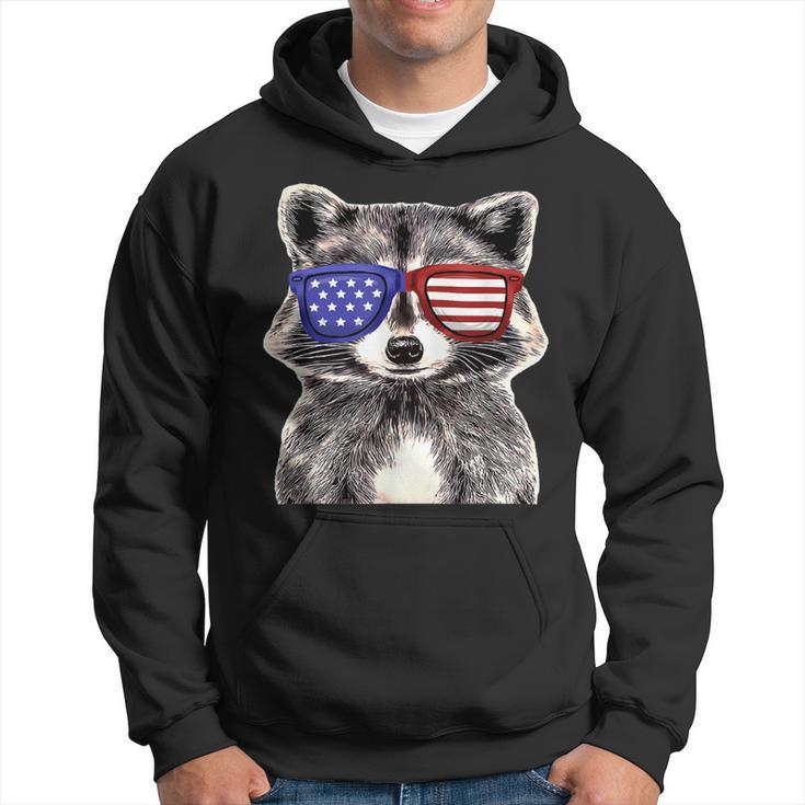 Patriotic Raccoon Wearing Usa Flag Glassess 4Th Of July Hoodie
