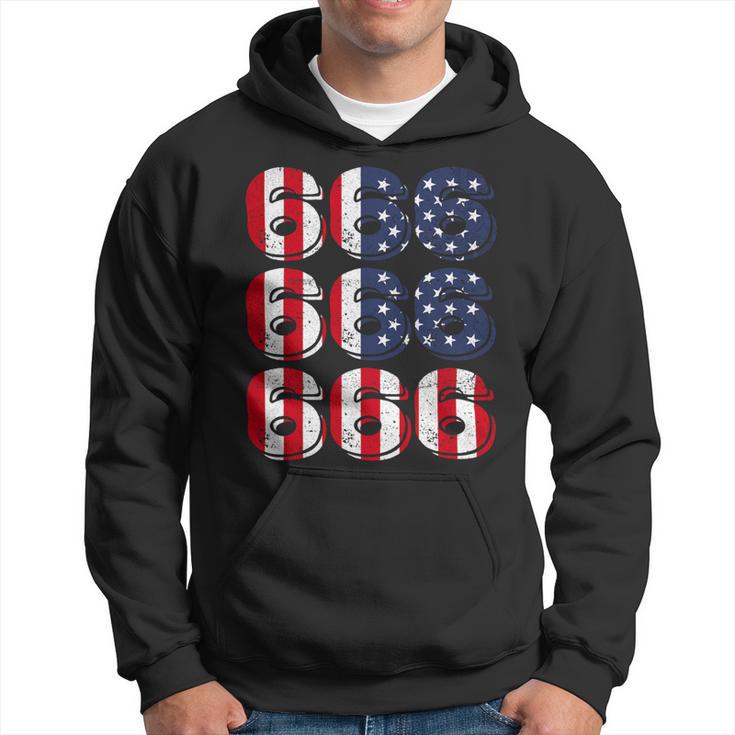 Patriotic Satan American Flag Occult Pentagram Baphomet 666 Hoodie