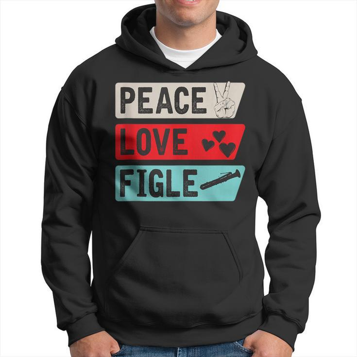 Peace Love Figle Musical Instrument Ophicleide Instrument Hoodie