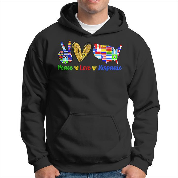 Peace Love Hispanic Heritage Month Decoration Country Flags Hoodie