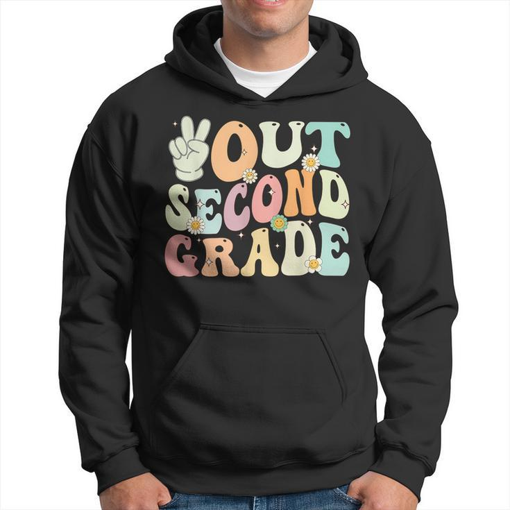 Peace Out Second Grade Retro Groovy Last Day Of School 2023  Hoodie