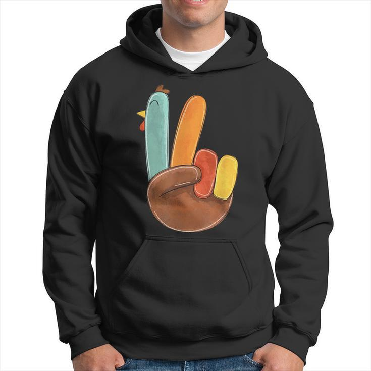 Peace Sign Turkey Hand Cute Turkey Happy Thanksgiving Day Hoodie