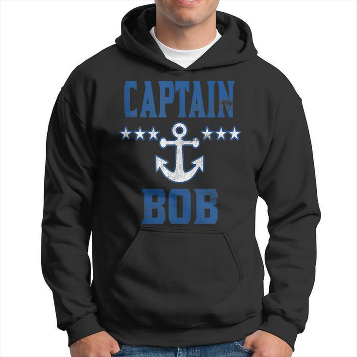 Personalized Boating Vintage Blue Captain Bob Anchor Stars Hoodie