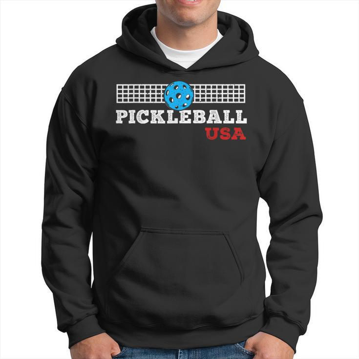 Pickleball Support The Team Pickleball Player Usa Flag Hoodie