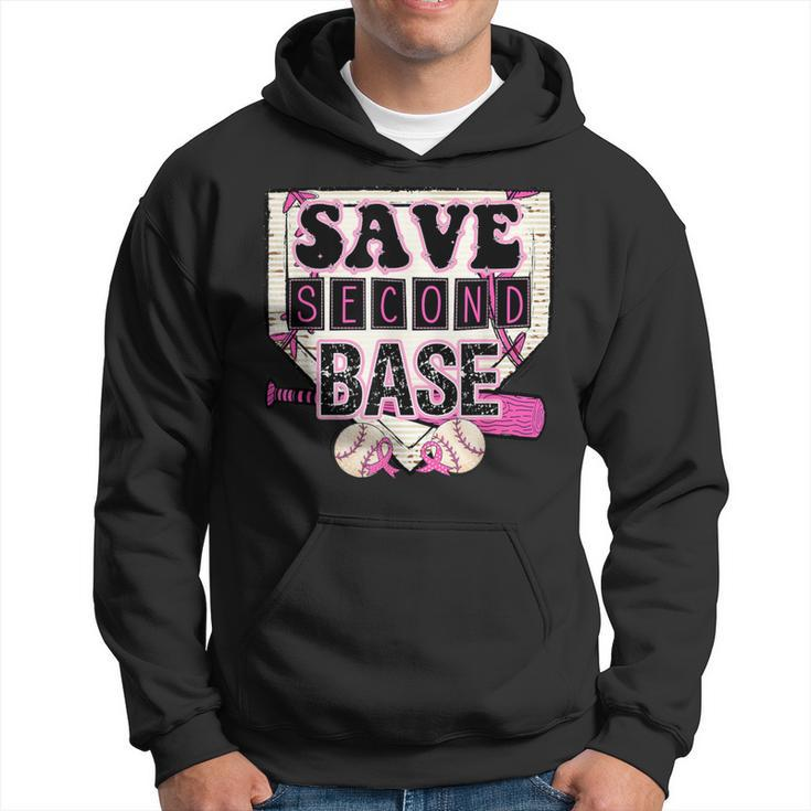 Pink Baseball Breast Cancer Awareness Save Second 2Nd Base Hoodie