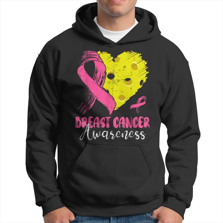 Pink Ribbon & Pickleball Ball Heart Breast Cancer Warrior Hoodie