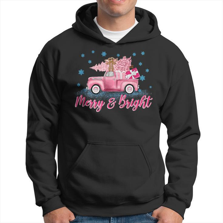Pink Tree Christmas Merry And Bright Pink Truck Xmas Costume Hoodie