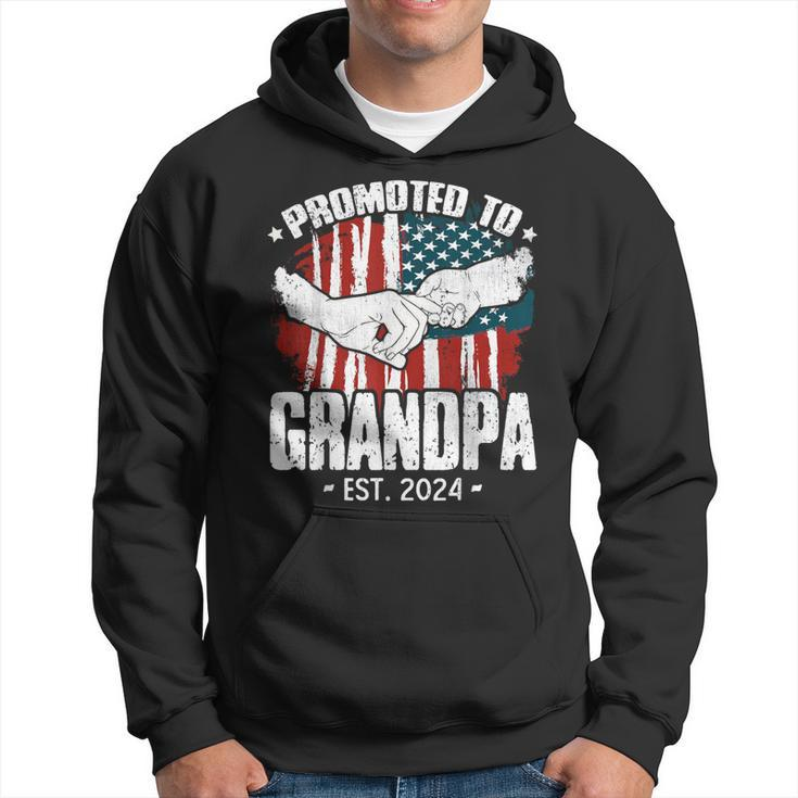 Promoted To Grandpa Est 2024 Patriotic Grandpa Fathers Day Hoodie