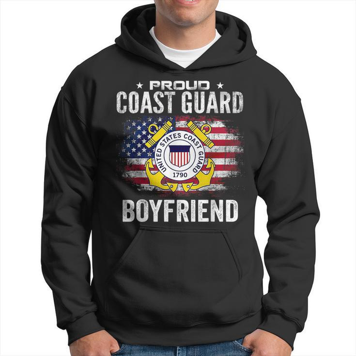 Proud Coast Guard Boyfriend With American Flag Gift Veteran Veteran Funny Gifts Hoodie