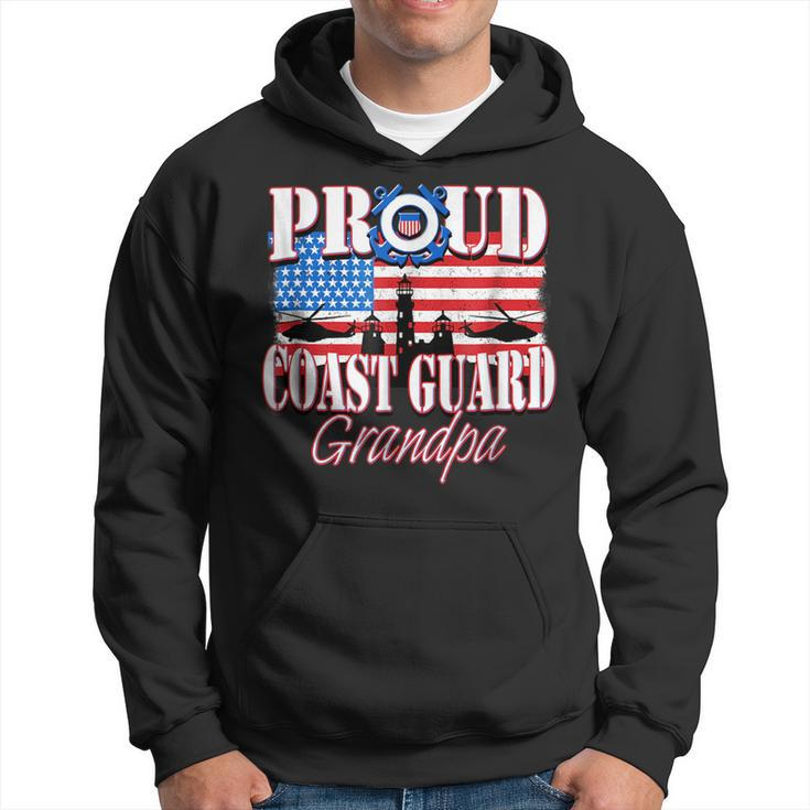 Proud Coast Guard Grandpa Usa Flag  Men Grandpa Funny Gifts Hoodie