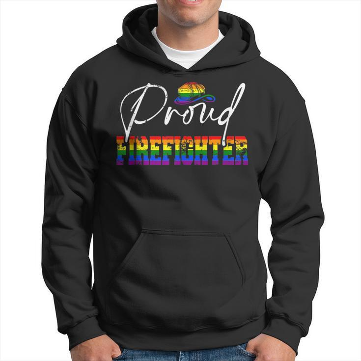 Proud Firefighter Funny Pride Lgbt Flag Matching Gay Lesbian  Hoodie
