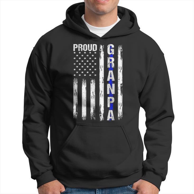 Proud Grandpa American Flag Thin Blue Line Police Support  Gift For Mens Hoodie