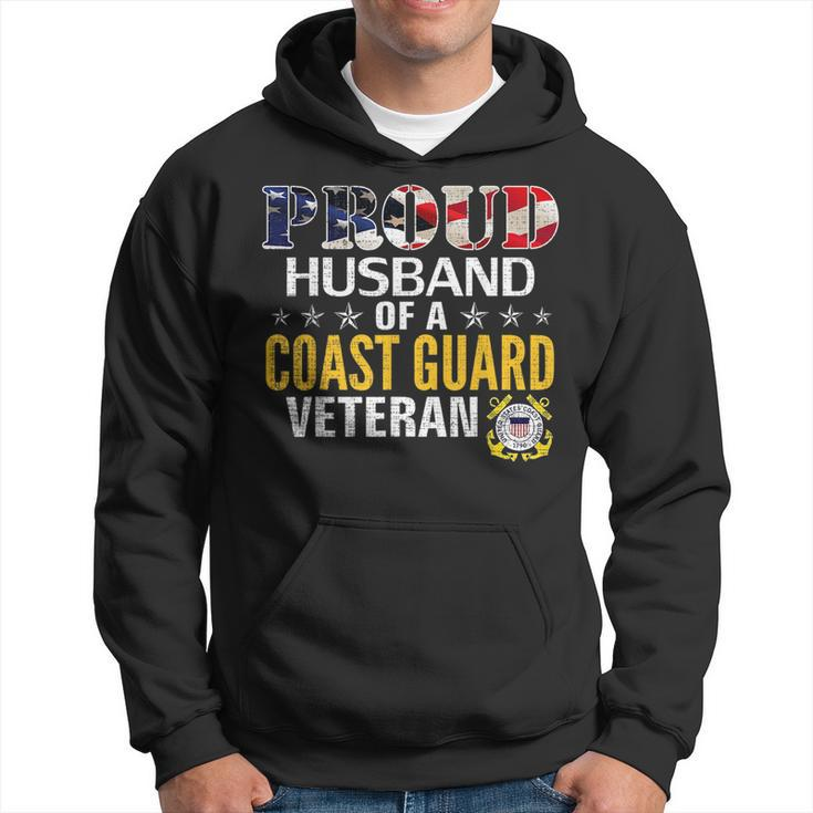 Proud Husband Of A Coast Guard Veteran With American Flag Veteran Funny Gifts Hoodie