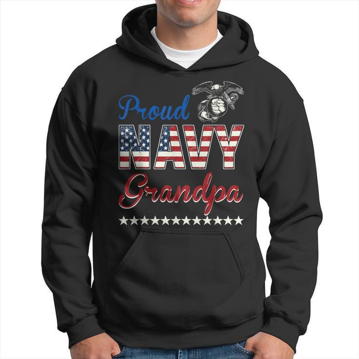 Proud Navy Grandpa Usa American Flag  Hoodie