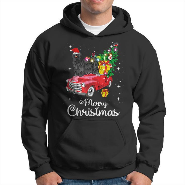 Puli Ride Red Truck Christmas Pajama Dog Hoodie