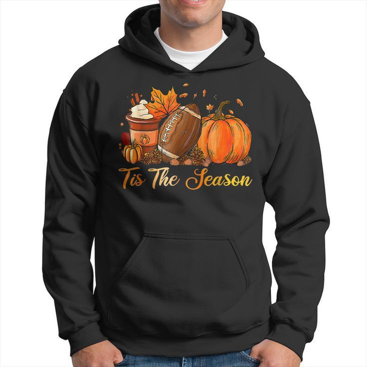 Pumpkin Spice Football Tis The Season Fall Thanksgiving Long Hoodie