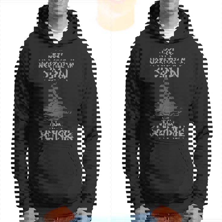 Pun Designs Never Underestimate An Old Man With A Snowmobile Hoodie
