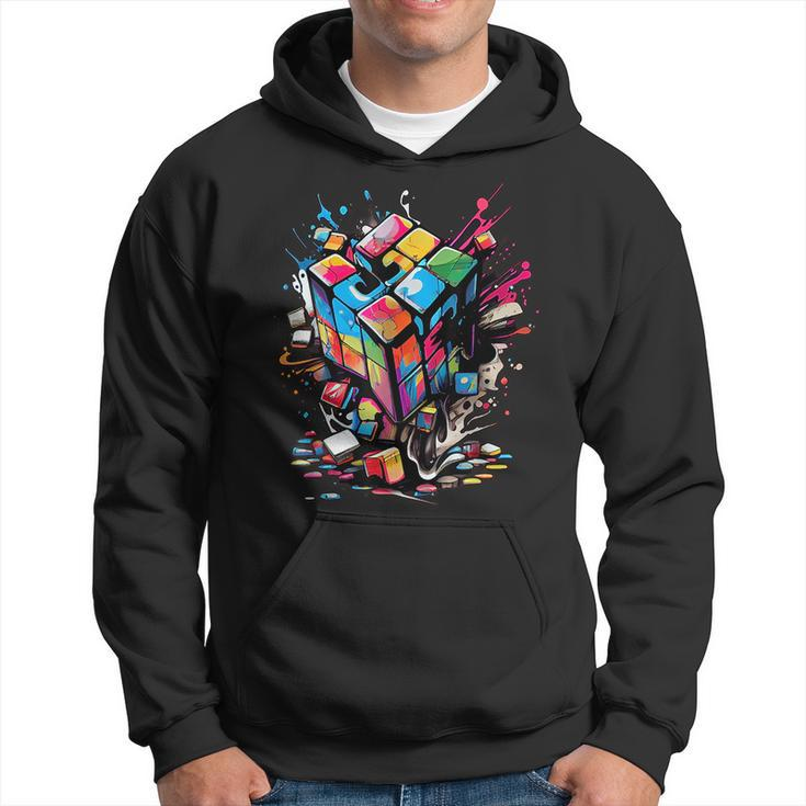 Puzzle Cube Exploding Speed Cubing 80S Youth Vintage Math Hoodie