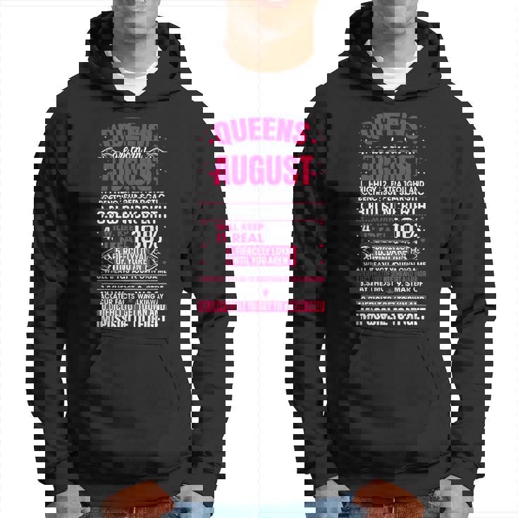 Queens Are Born In August 10 Facts Funny Birthday Hoodie