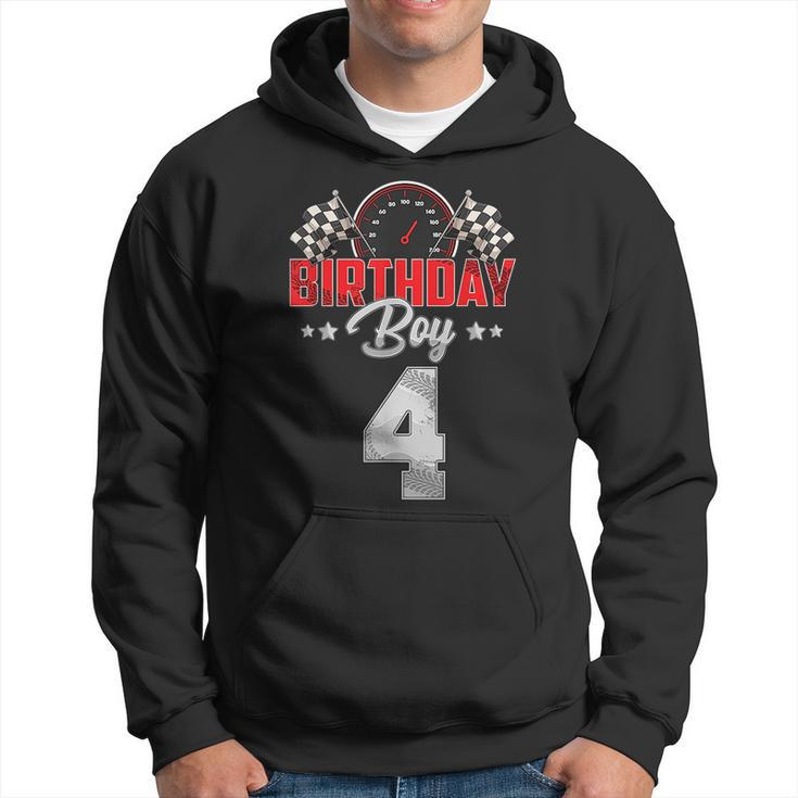 Race Car 4Th Birthday Boy Party Racing 4 Year Old Pit Crew Racing Funny Gifts Hoodie
