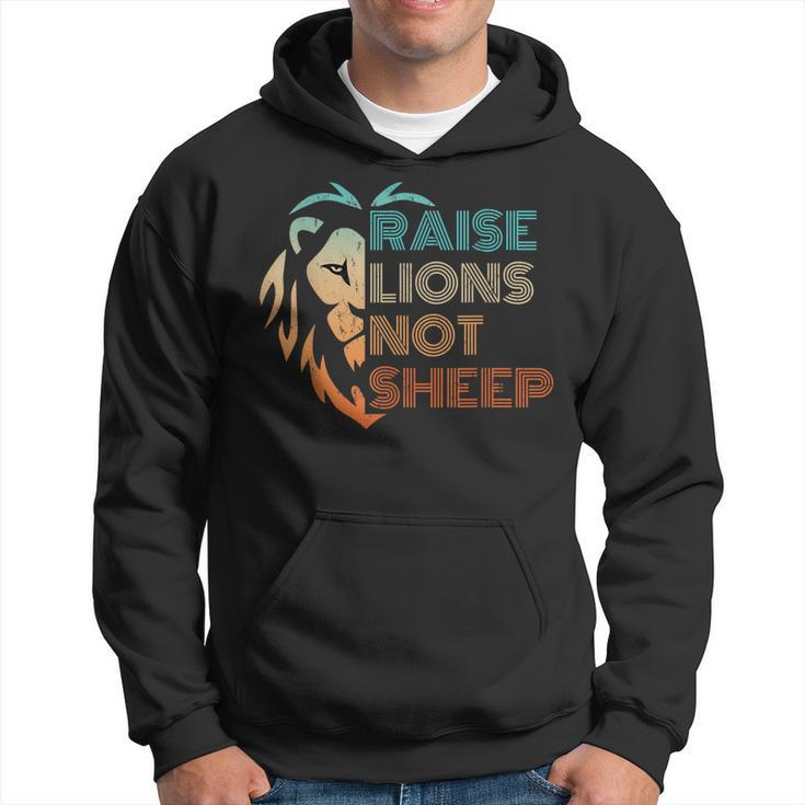 Raise Lions Not Sheep Distressed Vintage Statement  Gift For Mens Hoodie