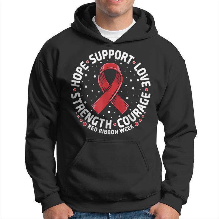 Red Ribbon Week 2023 Hope Love Support Red Ribbon Week Hoodie