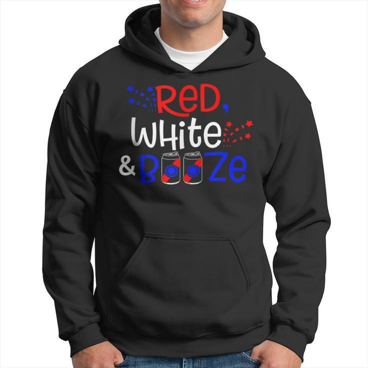 Red White And Booze  Funny Adult 4Th Of July Hoodie