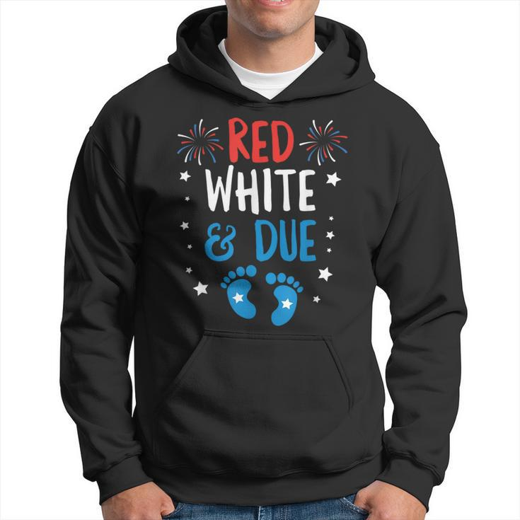 Red White And Due Baby Reveal Pregnancy Announcet Hoodie