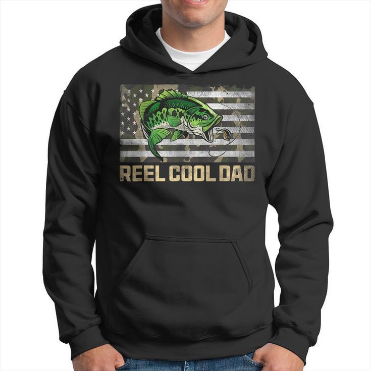 Reel Cool Dad Camouflage Flag Fathers Day Fisherman Fishing  Hoodie