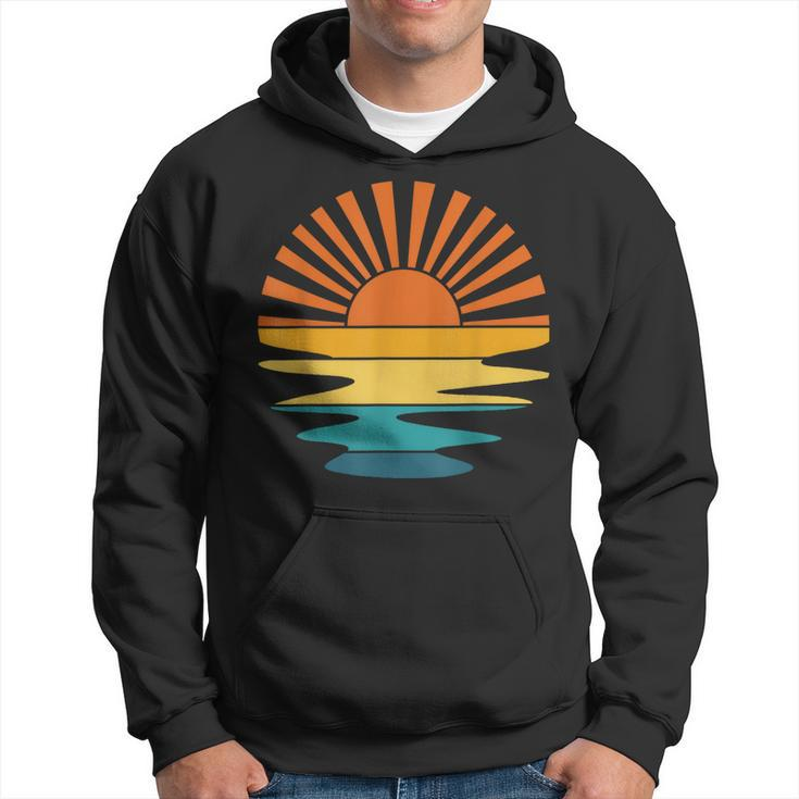 Retro Beach Sunset Vacation Palm Trees Tropical Summer  Hoodie