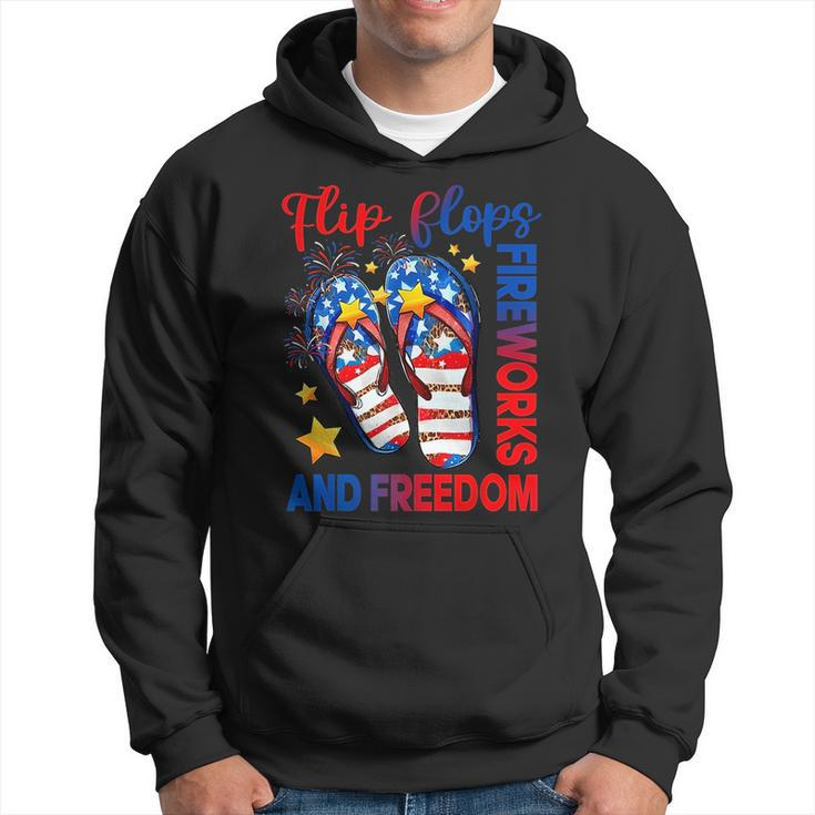 Retro Flip Flops Fireworks & Freedom American Flag Summer  Freedom Funny Gifts Hoodie