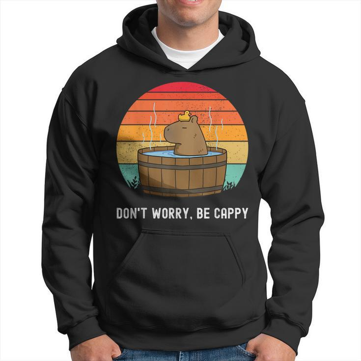 Retro Funny Capybara Dont Worry Be Capy Hoodie