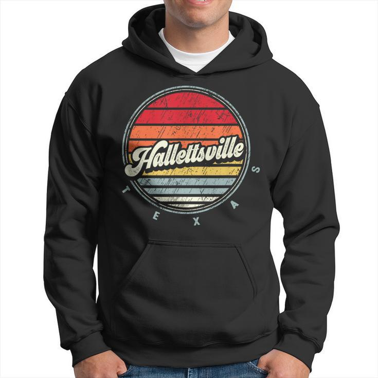 Retro Hallettsville Home State Cool 70S Style Sunset Hoodie