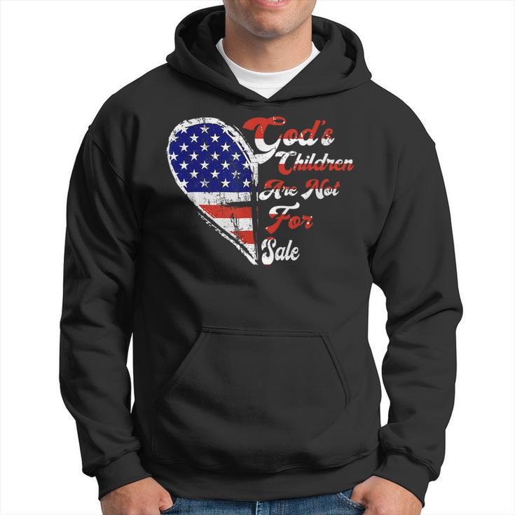 Retro Heart Gods Children Are Not For Sale American Flag  Retro Gifts Hoodie