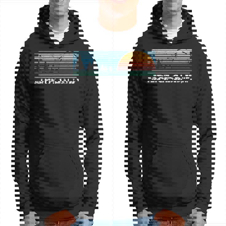 Retro Sunset Stripes Airport Road Wyoming Hoodie