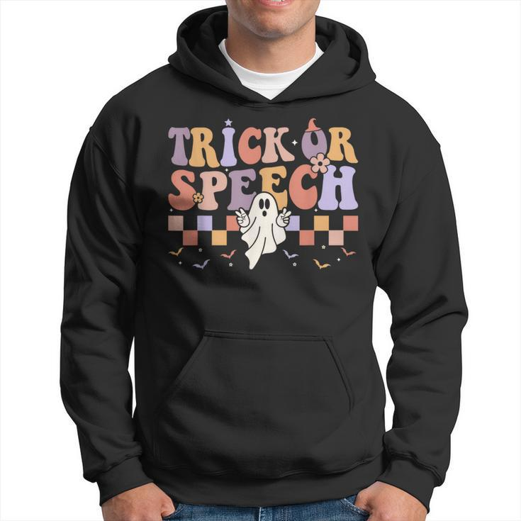 Retro Trick Or Speech Halloween Speech Therapy Slp Halloween Hoodie